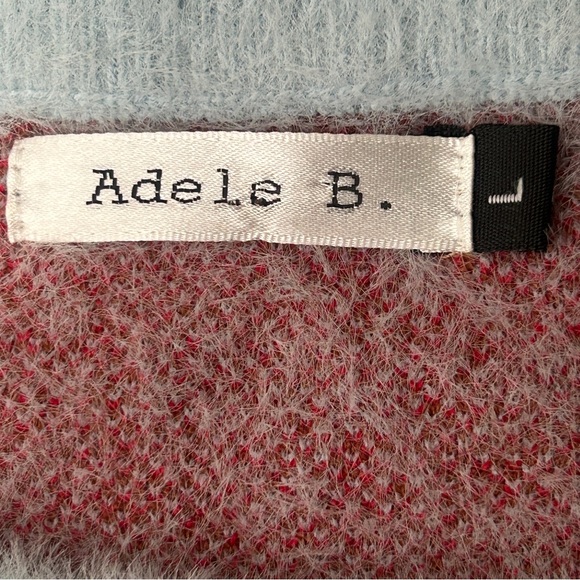 Adele B. Women's Flame Crop Sweater Size Large Fuzzy Blue Red Brown - Picture 8 of 16